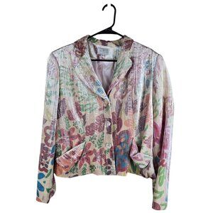 Vintage 90s Alberto Makali, Pastel Crushed‎ Velvet Blazer, Multi, 14